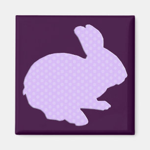 Lila Polka Dot Silhouette Påskhare Magnet