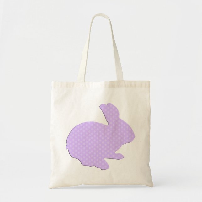 Lila Polka Dot Silhouette Påskhare Tote Bag Tygkasse (Framsidan)