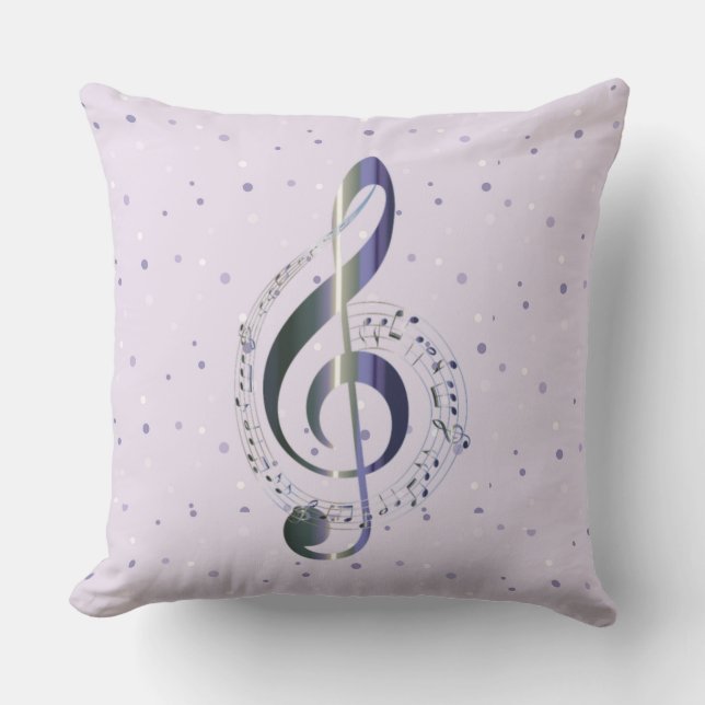 Lila Polka Dot Treble Clef Music Kudde (Framsida)