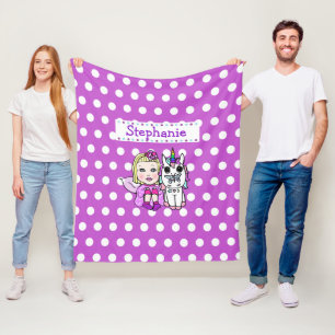 Lila polka Dot Unicorn och Fairy Blanket Fleecefilt