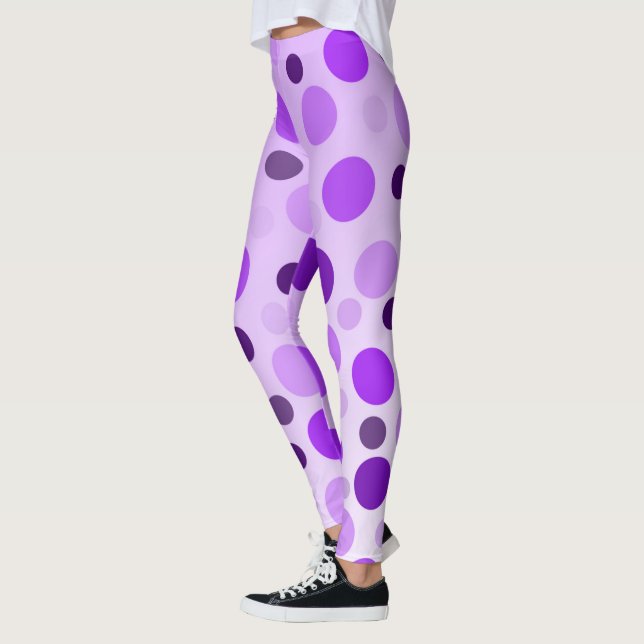 Lila Polka dots, Dam Leggings (Vänster)