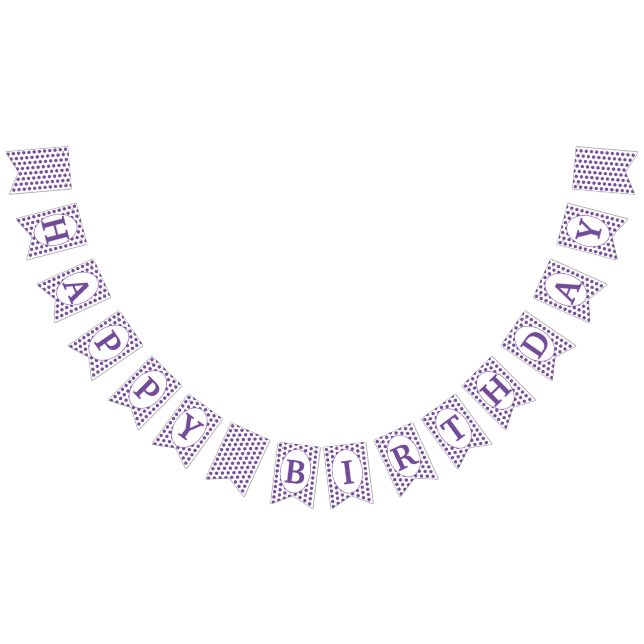 Lila polka dots Grattis på födelsedagen Vimplar (Alla)