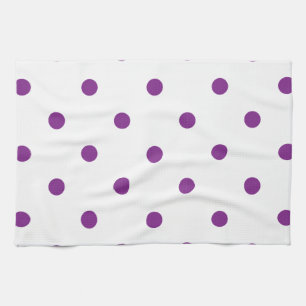 Lila Polka dots i vit bakgrund Kökshandduk
