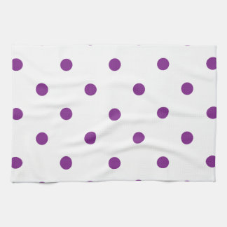 Lila Polka dots i vit bakgrund Kökshandduk