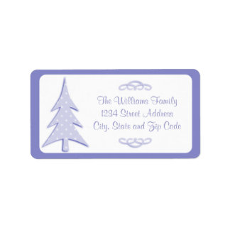 Lila Polka dots Mönster Julgran Adressetikett
