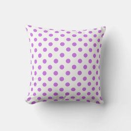 Lila Polka dots Mönster mot vit bakgrund Kudde