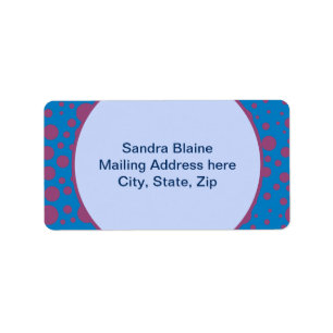 Lila Polka dots på Blue Måne Roligt Girly Adress Adressetikett