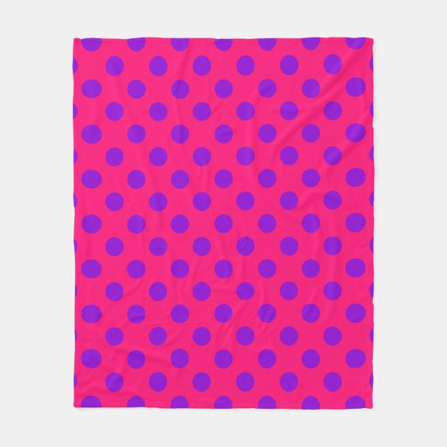 Lila polka dots på hjortdjur fleecefilt (Framsidan)