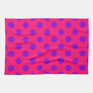 Lila polka dots på hjortdjur kökshandduk