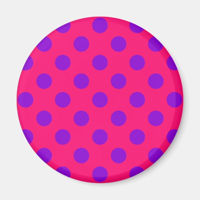 Lila polka dots på hjortdjur magnet (Framsidan)