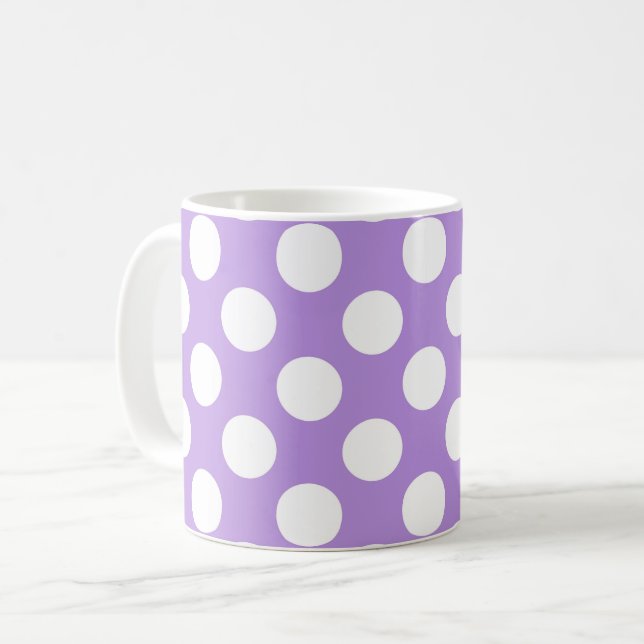Lila Polka dots, Polka Dot Mönster, Dit, Dit Kaffemugg (Framsida vänster)