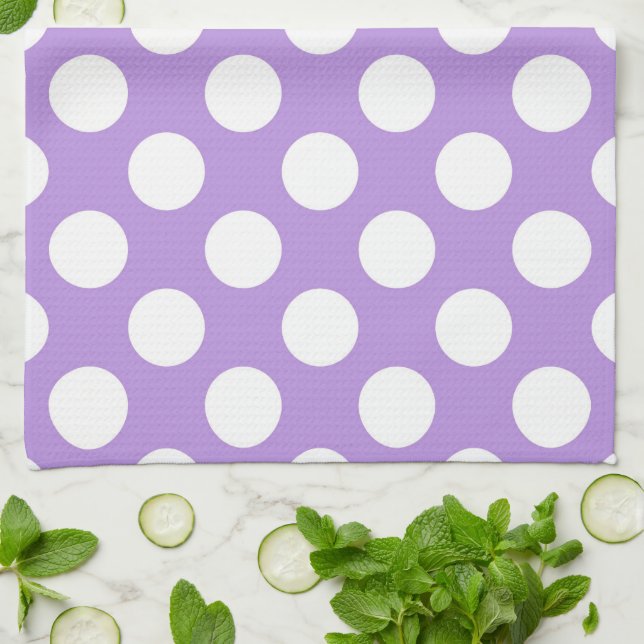 Lila Polka dots, Polka Dot Mönster, Dit, Dit Kökshandduk (Vikta)