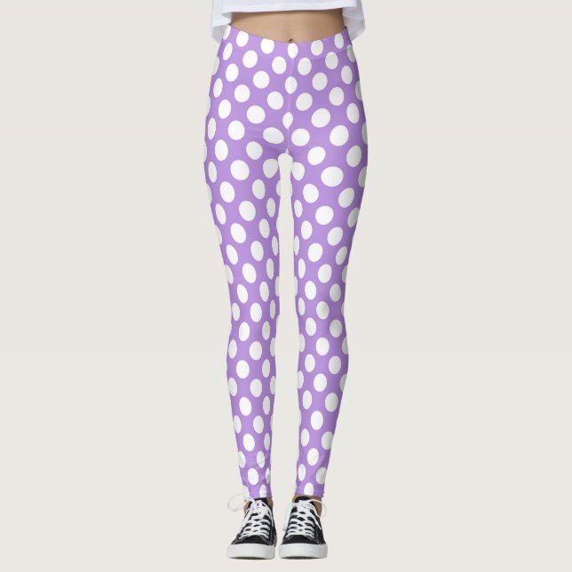 Lila Polka dots, Polka Dot Mönster, Dit, Dit Leggings (Framsida)
