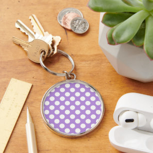Lila Polka dots, Polka Dot Mönster, Dit, Dit Rund Silverfärgad Nyckelring