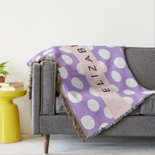 Lila Polka dots, Polka Dot Mönster, ditt namn Filt