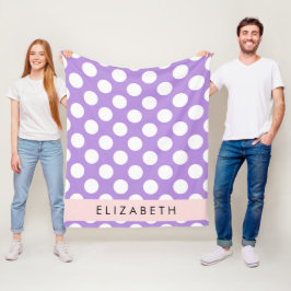 Lila Polka dots, Polka Dot Mönster, ditt namn Fleecefilt