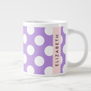 Lila Polka dots, Polka Dot Mönster, ditt namn Jumbo Mugg