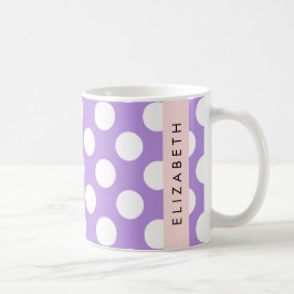 Lila Polka dots, Polka Dot Mönster, ditt namn Kaffemugg