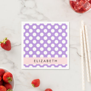 Lila Polka dots, Polka Dot Mönster, ditt namn Pappersservett