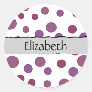 Lila Polka dots, Polka Dot Mönster, ditt namn Runt Klistermärke