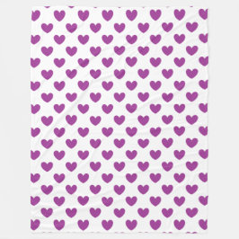 Lila polka-hjärtan på vitt fleecefilt