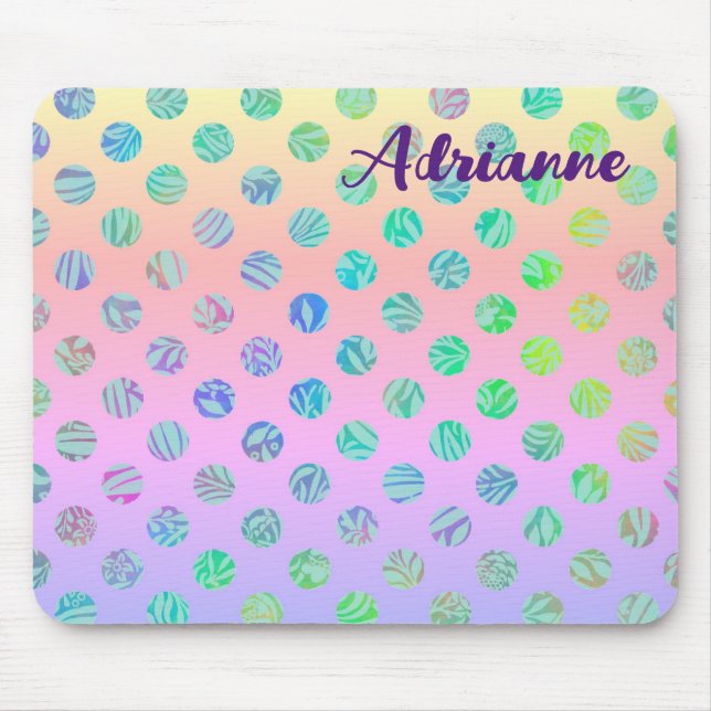Lila Polka Mönster Boho Namn Mouse Pad Musmatta (Framsidan)