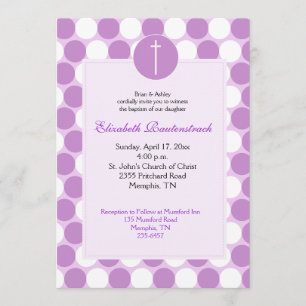 Lila Polkadot Baptism/Christening-inbjudan Inbjudningar