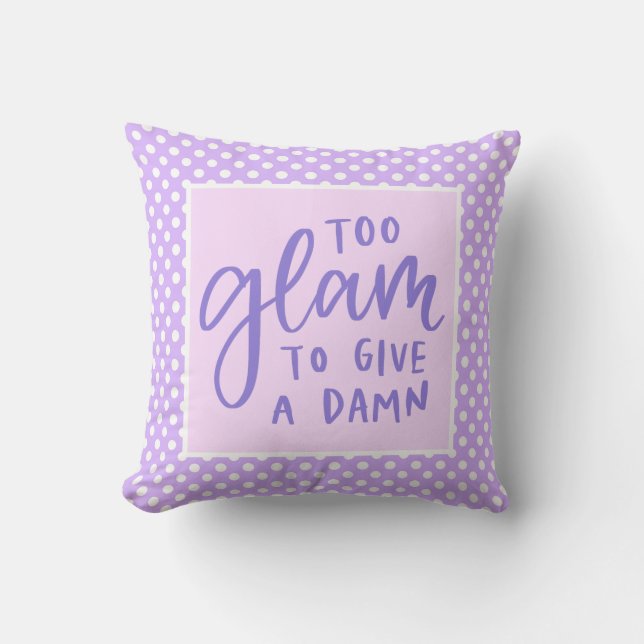 Lila Polkadot Glam Girly Typography Trendig Kudde (Framsida)