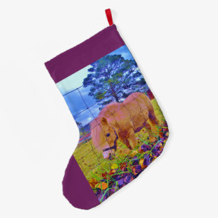 Lila Ponnyjulhäst Stor Julstrumpa