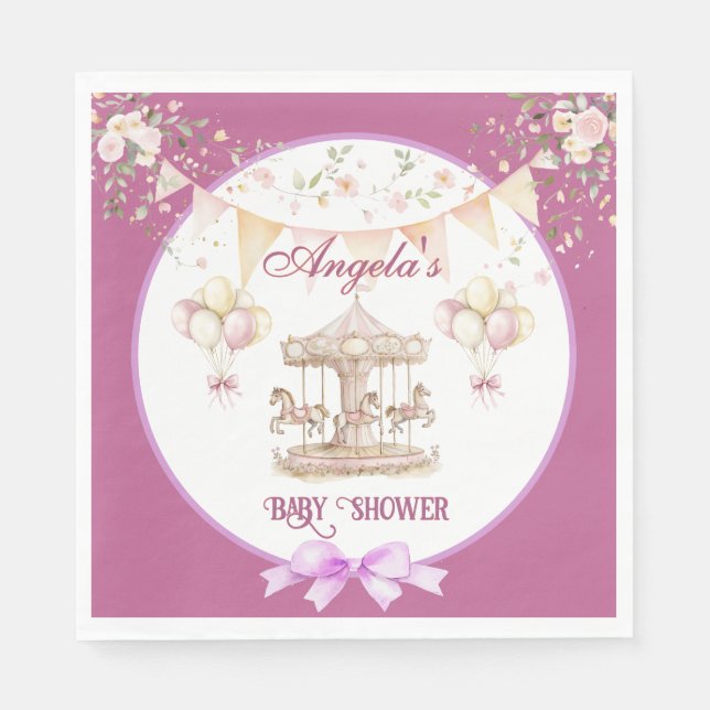 Lila Pony Dreams-Mörk Lila Napkins Pappersservett (Framsidan)