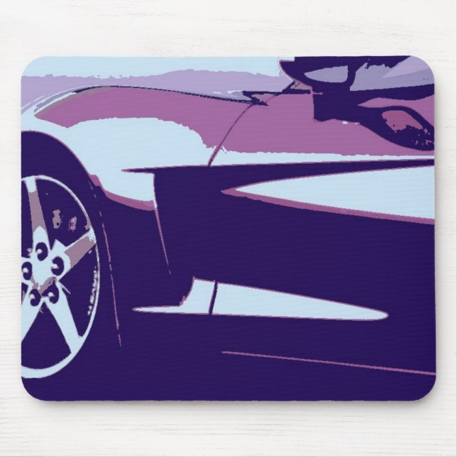 Lila Pop Art Corvette Musmatta (Framsidan)