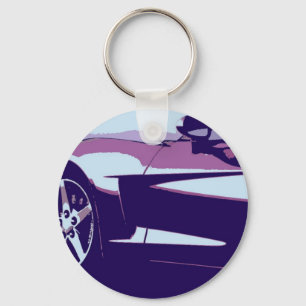 Lila pop Art Corvette Nyckelring
