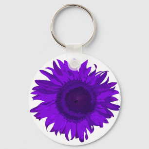 Lila Pop Art Solros Nyckelring