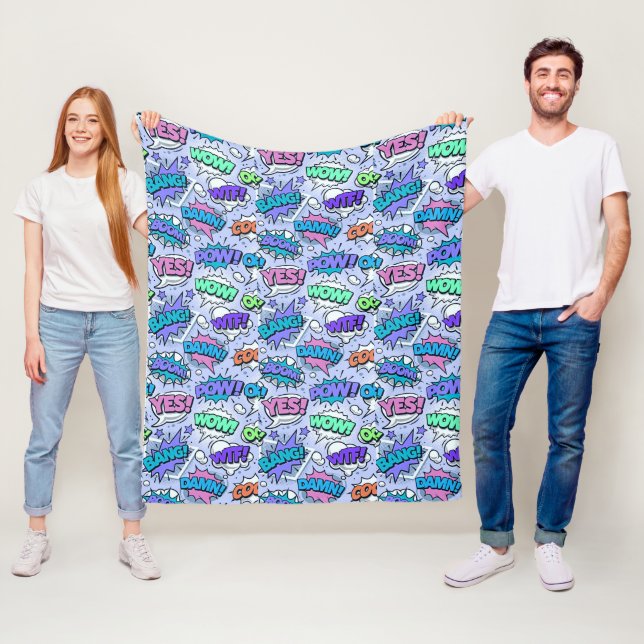 Lila PopArt Ord Fleecefilt (På plats)