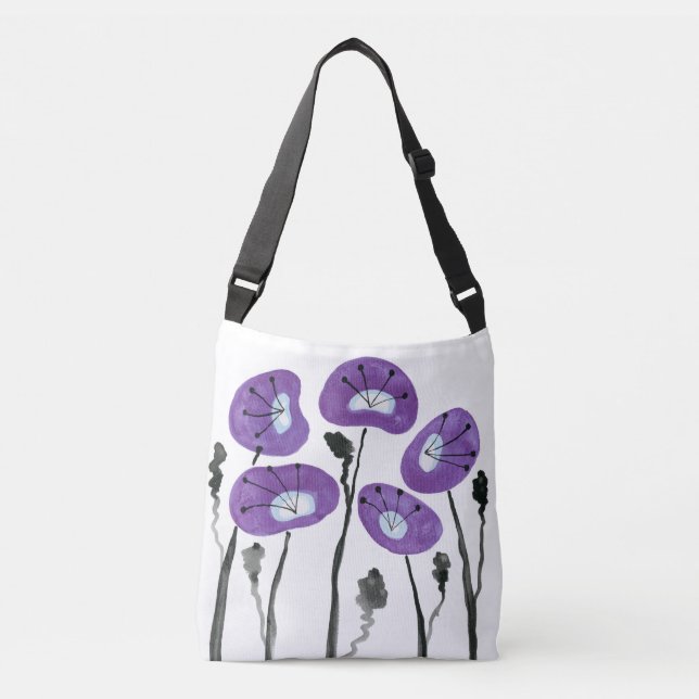 Lila Poppies Crossbody Bag Axelväska (Framsida)