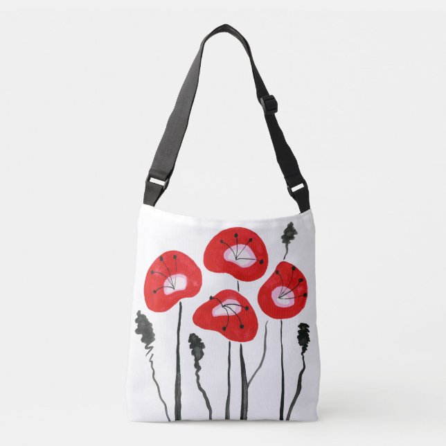 Lila Poppies Crossbody Bag Axelväska (Framsida)