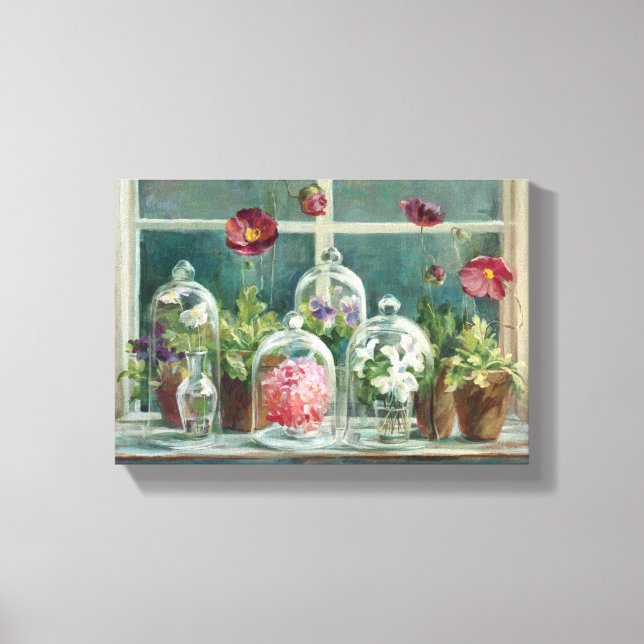 Lila Poppies på en Windows-sida Canvastryck (Framsida)