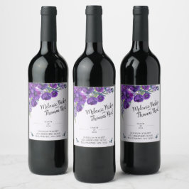 Lila Poppy Bröllop vin flaska Vinflaska Etikett