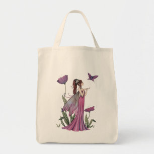 Lila Poppy Fairy Fantasy Art Organite Bag Tygkasse