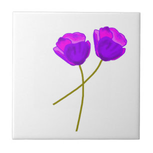 Lila Poppy Flowers Kakelplatta