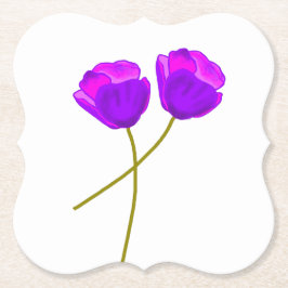 Lila Poppy Flowers Underlägg Papper