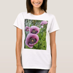 Lila Poppy Rosa Flower Blommigt Womans T Shirt