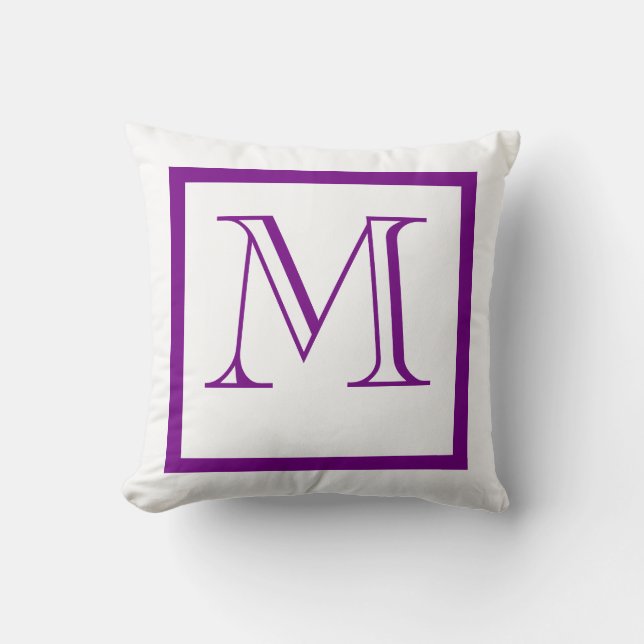 Lila Positive Negativ Monogrammed Pillow Kudde (Framsida)