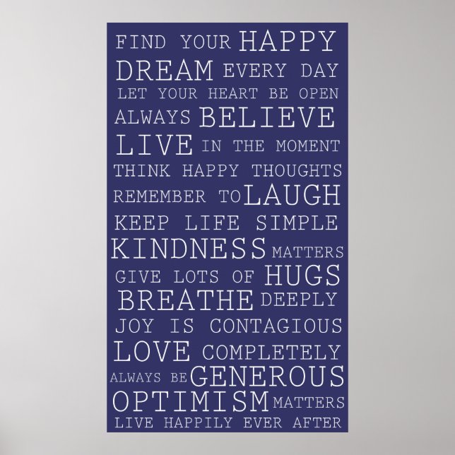 Lila Positive Thoughts Inspirational Ord Poster (Framsidan)