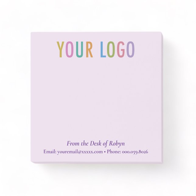 Lila PostIT®-anteckningsbok Anpassningsbar Logotyp Post-it Block (MISOOK Purple 3x3 From the Desk of Post it Notes with Logo)