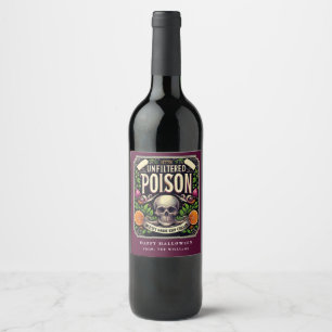 Lila Potion Halloween Skeleton Poison Vin etikett