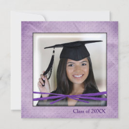 Lila-präglat studenten-foto ram inbjudningar
