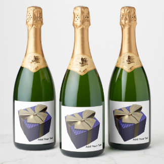 Lila presentask Champagne-etikett
