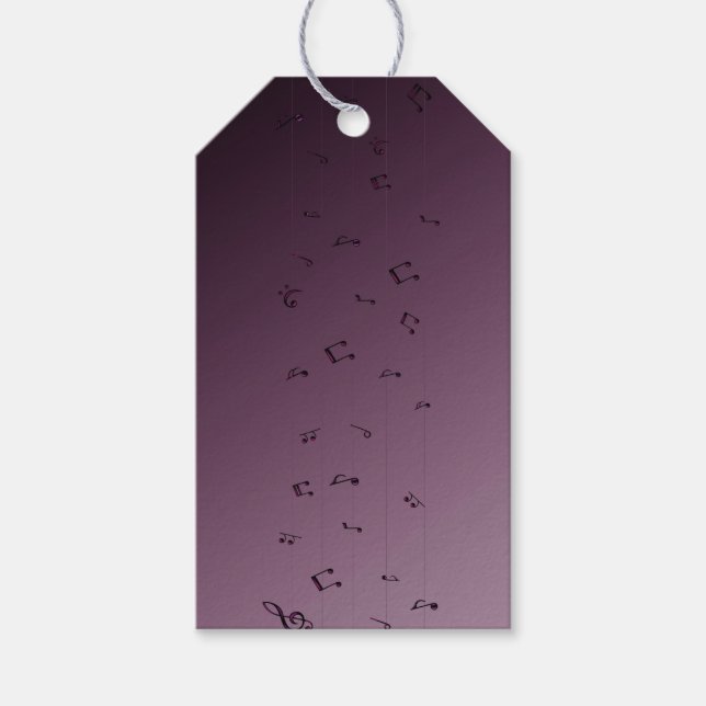 Lila presentkort med noter  presentetikett (Framsidan)