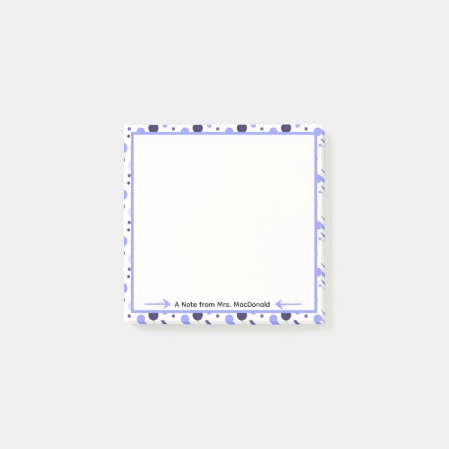 Lila prickig lärare uppskattning gåva post-it block (Framsida)